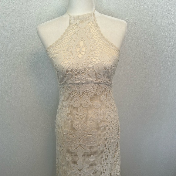 SPELL Casablanca Halter Gown in Off White - Picture 7 of 14